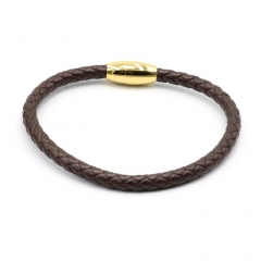 Stainless steel jewelry leather bracelet for men