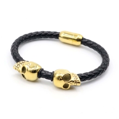 Stainless steel jewelry leather bracelet for men