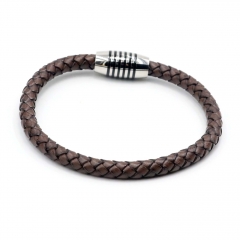 Stainless steel jewelry leather bracelet for men