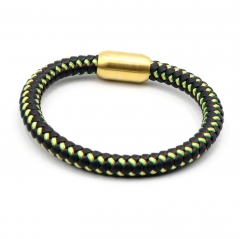 Stainless steel jewelry leather bracelet for men