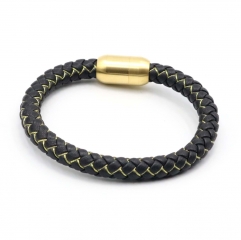 Stainless steel jewelry leather bracelet for men
