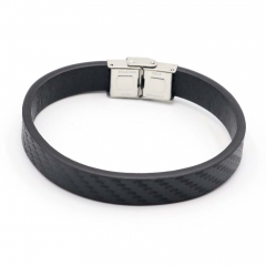 Stainless steel jewelry leather bracelet for men