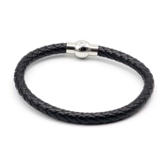 Stainless steel jewelry leather bracelet for men
