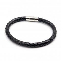 Stainless steel jewelry leather bracelet for men
