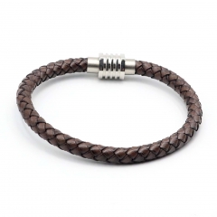 Stainless steel jewelry leather bracelet for men