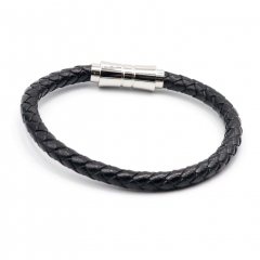 Stainless steel jewelry leather bracelet for men