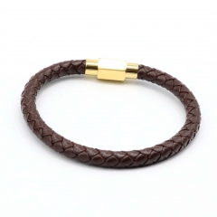 Stainless steel jewelry leather bracelet for men