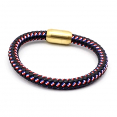 Stainless steel jewelry leather bracelet for men