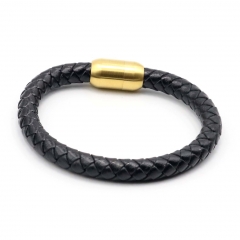 Stainless steel jewelry leather bracelet for men