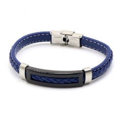 Stainless steel jewelry leather bracelet for men