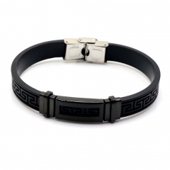Stainless steel jewelry leather bracelet for men