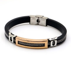 Stainless steel jewelry leather bracelet for men