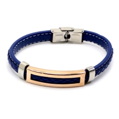 Stainless steel jewelry leather bracelet for men