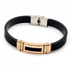Stainless steel jewelry leather bracelet for men
