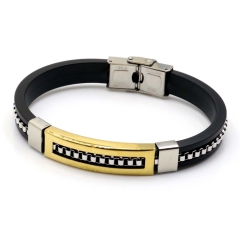 Stainless steel jewelry leather bracelet for men