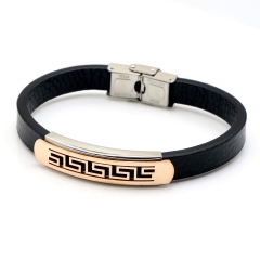 Stainless steel jewelry leather bracelet for men