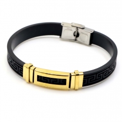 Stainless steel jewelry leather bracelet for men