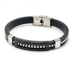 Stainless steel jewelry leather bracelet for men