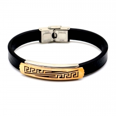 Stainless steel jewelry leather bracelet for men