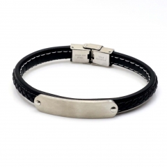 Stainless steel jewelry leather bracelet for men