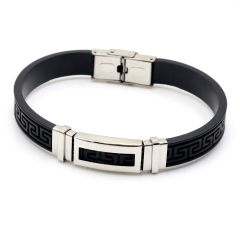 Stainless steel jewelry leather bracelet for men
