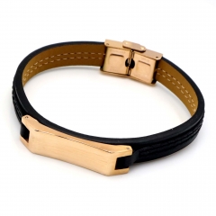 Stainless steel jewelry leather bracelet for men