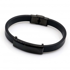 Stainless steel jewelry leather bracelet for men
