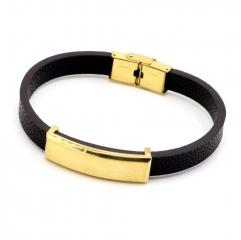 Stainless steel jewelry leather bracelet for men