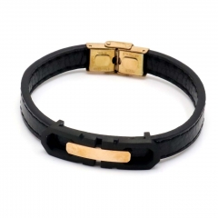 Stainless steel jewelry leather bracelet for men