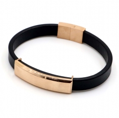 Stainless steel jewelry leather bracelet for men