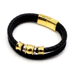 Stainless steel jewelry leather bracelet for men