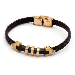 Stainless steel jewelry leather bracelet for men