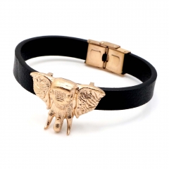 Stainless steel jewelry leather bracelet for men