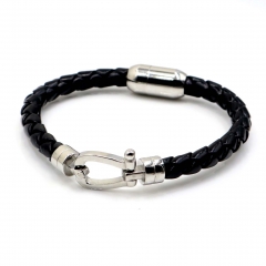 Stainless steel jewelry leather bracelet for men