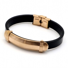 Stainless steel jewelry leather bracelet for men