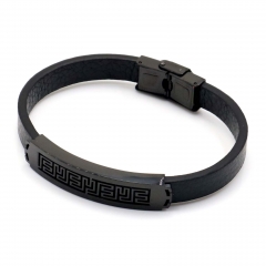 Stainless steel jewelry leather bracelet for men
