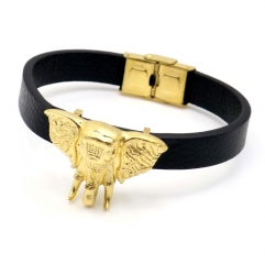 Stainless steel jewelry leather bracelet for men