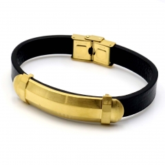 Stainless steel jewelry leather bracelet for men