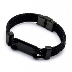 Stainless steel jewelry leather bracelet for men