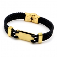 Stainless steel jewelry leather bracelet for men