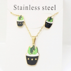 Stainless steel jewelry Earrings and necklaces set Wholesale