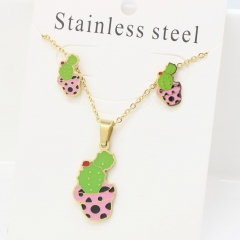 Stainless steel jewelry Earrings and necklaces set Wholesale