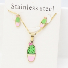 Stainless steel jewelry Earrings and necklaces set Wholesale