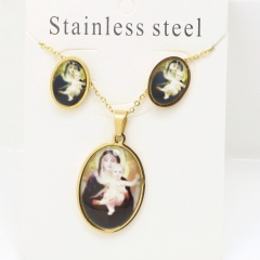 Stainless steel jewelry Earrings and necklaces set Wholesale