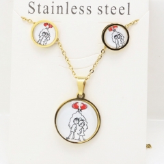 Stainless steel jewelry Earrings and necklaces set Wholesale