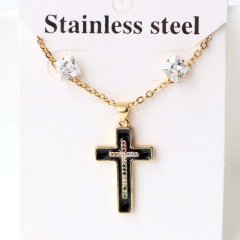 Stainless steel + copper Earrings and necklaces set Wholesale