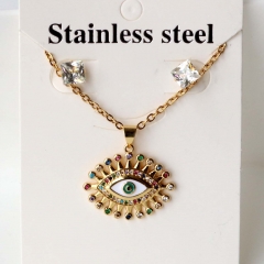 Stainless steel + copper Earrings and necklaces set Wholesale