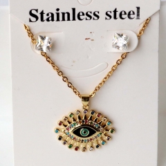 Stainless steel + copper Earrings and necklaces set Wholesale
