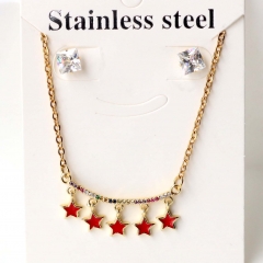 Stainless steel + copper Earrings and necklaces set Wholesale