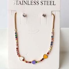 Stainless steel + copper Earrings and necklaces set Wholesale